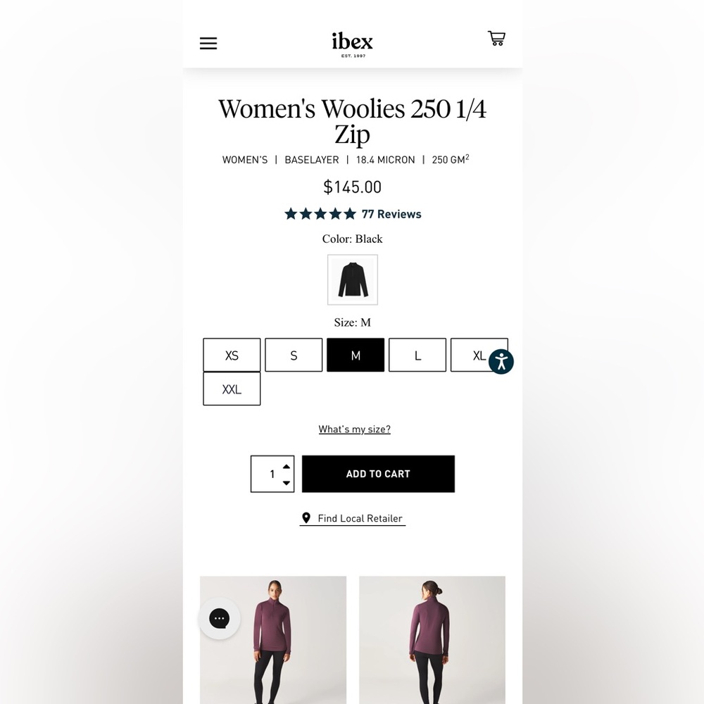Ibex Women's Woolies 250 1/4 Zip Sweater 100% Superwash Merino Wool M - Picture 6 of 6